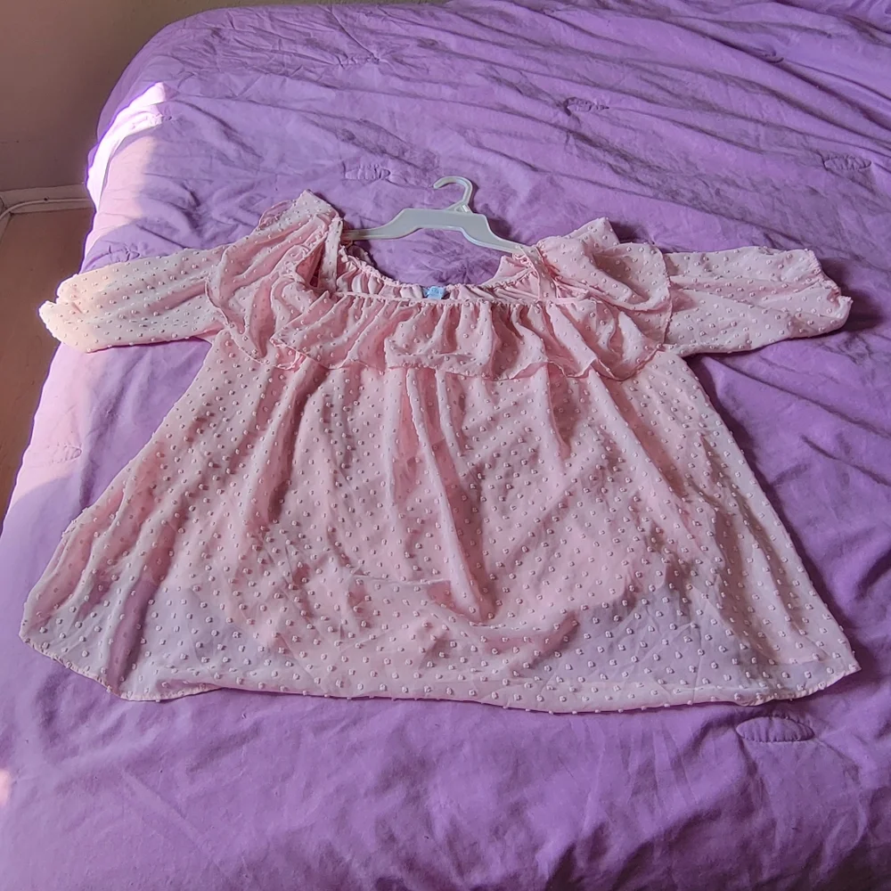 Women's Pink Ruffle Top - Picture 3 of 9